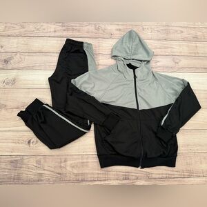 Men's Two-Tone Black & Gray Tracksuit Set | Size S